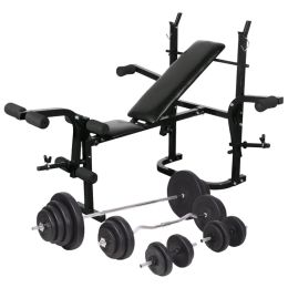 Weight Bench with Weight Rack, Barbell and Dumbbell Set 264.6lb