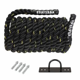 YUELIVES Battle Ropes with Anchor Kit, 1.5/2 Inch Full Body Workout Equipment, 100% Poly Dacron Heavy Battle Rope for Strength Training, Cardio, Cross