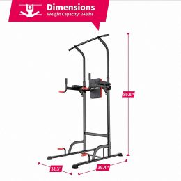 MURTISOL Power Tower Dip Station Pull Up Bar for Home Gym Strength Training Workout Equipment,330LBS Weight Capacity--YS