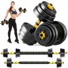 Adjustable Dumbbell Set 44 LBS Barbell Weight Set for Home Gym, 2 in 1 Dumbellsweights Set for Men and Women RT