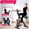 Murtisol 2-IN-1 Magnetic Upright Workout Bike with Arm Exercise Resistance Bands, LCD Monitor and Upgraded comfort seat, Foldable Exercise Bike with 8