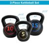5 10 15 lbs Weight Kettlebell Home Fitness 3 Pieces Set Kettle Bell