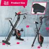 Murtisol 2-IN-1 Magnetic Upright Workout Bike with Arm Exercise Resistance Bands, LCD Monitor and Upgraded comfort seat, Foldable Exercise Bike with 8