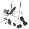 Workout Bench with Weight Rack, Barbell and Dumbbell Set 198.4lb