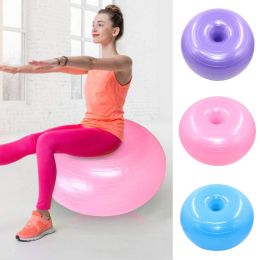 50cm Donut Gym Exercise Workout Fitness Pilates Inflatable Balance Yoga Ball (Color: Light Blue)