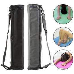 Portable Canvas Yoga Mat Carry Shoulder Bag Pilates Exercise Pad Carrier Pouch (Color: Grey)