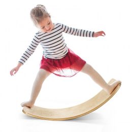 Kids Fitness Toy 12 Inch C Shape Wooden Wobble Balance Board (Color: Natural, Weight capacity: 660 lbs- #1)