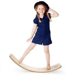 Kids Fitness Toy 12 Inch C Shape Wooden Wobble Balance Board (Color: Natural, Weight capacity: 660 lbs)