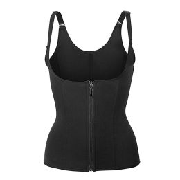 Zippered Waist Trainer Corset Waist Tummy Control Body Shaper Cincher Back Support with Adjustable Straps (size: L)
