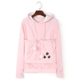 Home Leisure Outdoor Sports Sweatshirt Cat Hoodie (Color: Pink, size: 3XL)