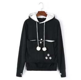 Home Leisure Outdoor Sports Sweatshirt Cat Hoodie (Color: BLACK, size: S)