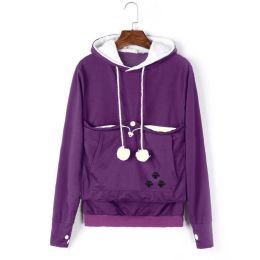 Home Leisure Outdoor Sports Sweatshirt Cat Hoodie (Color: Purple, size: 2XL)