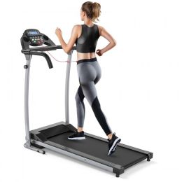 Compact Electric Folding Running and Fitness Treadmill with LED Display (Color: BLACK)