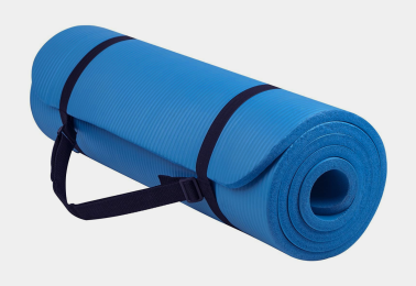 Thick Yoga and Pilates Exercise Mat with Carrying Strap (Color: Blue)