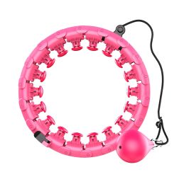 Sport hoop  24 Sections Detachable Adjustable Sports Waist Massage Equipment (Color: Pink)