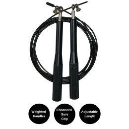 Weighted Jump Rope with Adjustable Steel Wire Cable (Color: BLACK)