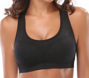 Racerback Athletic Sports Bra (Color: BLACK, size: L)