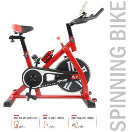 Stationary Exercise Bike Fitness Cycling Bicycle Cardio Home Sport Gym Training XH (Color: Red)