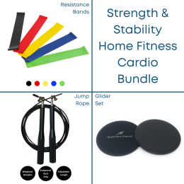 Strength & Stability Home Fitness Cardio Bundle (Color: BLACK)