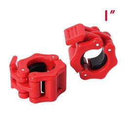 2PCS Olympic Barbell Clamps 1in/2in Quick Release for Pro Crossfit Strong Lifts (Color: 2.5cm / 1 inch Red)