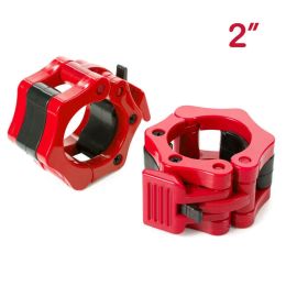 2PCS Olympic Barbell Clamps 1in/2in Quick Release for Pro Crossfit Strong Lifts (Color: 5cm / 2 inch Red)