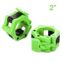 2PCS Olympic Barbell Clamps 1in/2in Quick Release for Pro Crossfit Strong Lifts (Color: 5cm / 2 inch Green)